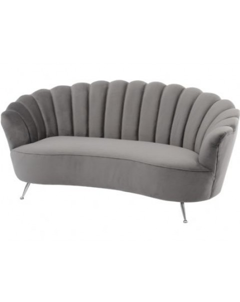  Sasha Soft Mid Grey Velvet Two Seater Shell Sofa